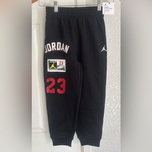 Kids Jordan Black Sweatpants with Red 23 and White Logos Size 5/6 NEW